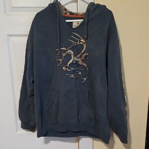 Blue Hooded Sweatshirt with Camouflage